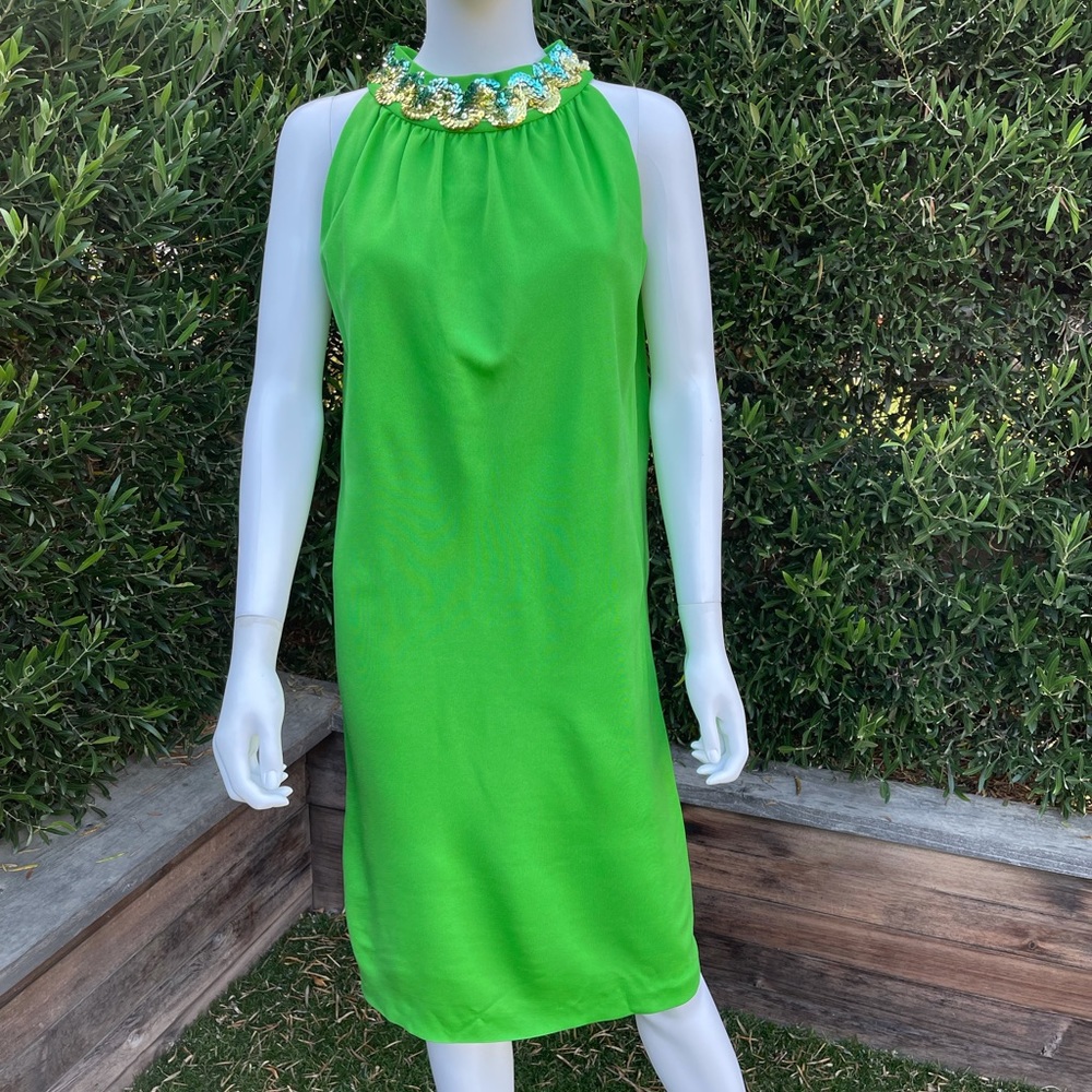 Vintage Young Edwardian By Arpeja Green Tank Cocktail Dress